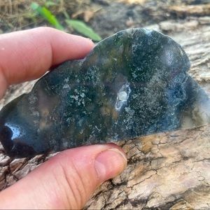 Cloud Shape Green Carved Moss Agate Celestial Decor Carved Cloud Shape
